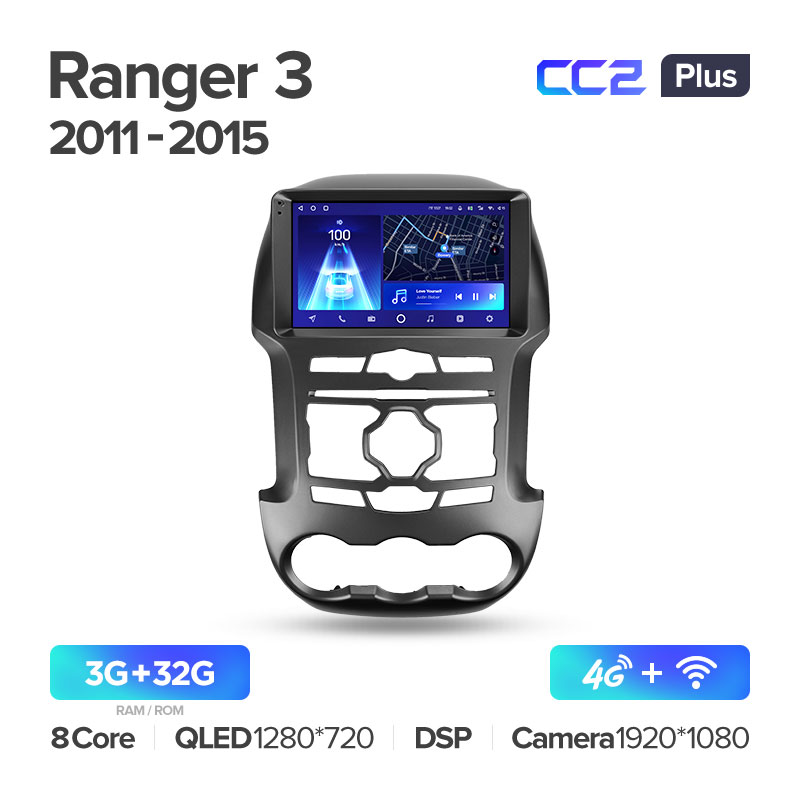 Штатная магнитола для Ford Ranger 3 2011-2015 Teyes СС2+(3/32) (Android 10)  (8 ЯДЕР, DSP, 4G)