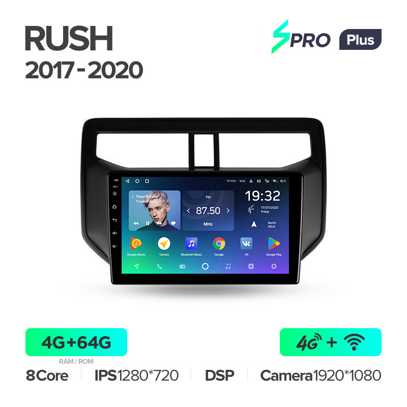 Штатная магнитола для Toyota Rush 2017-2020 Teyes SPRO+(4/64) (Android 10)  (8 ЯДЕР, DSP, 4G)