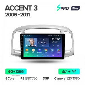 Штатная магнитола для Hyundai Accent 3 2006-2011 Teyes SPRO+(6/128) (Android 10)  (8 ЯДЕР, DSP, 4G)