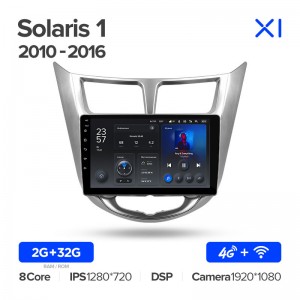 Штатная магнитола Teyes серии X1 для Hyundai Solaris I 2011-2017