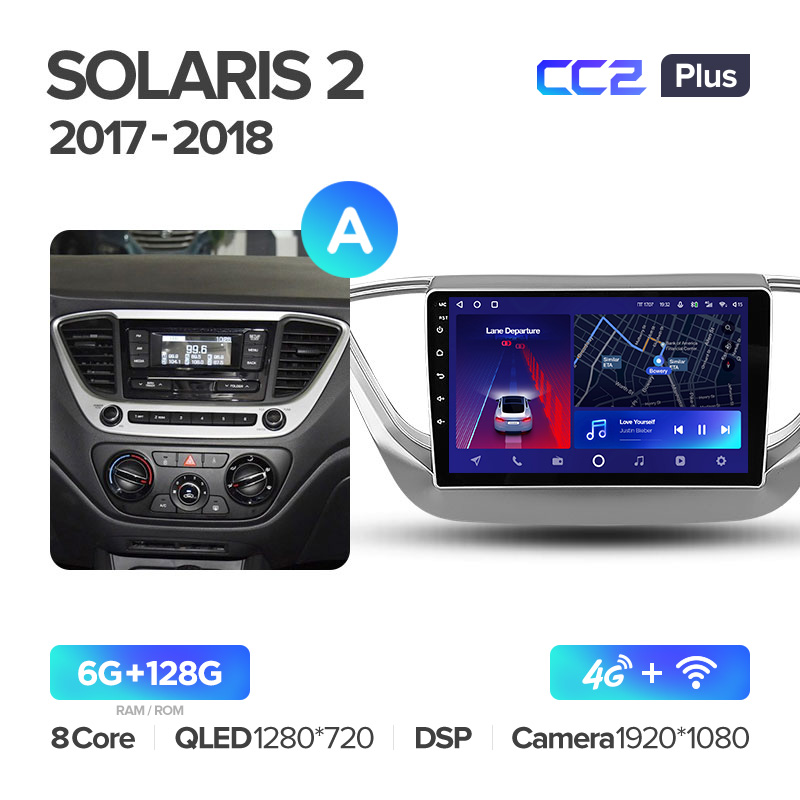 Штатная магнитола для Hyundai Solaris (2017+) Teyes CC2+ PLUS (6/128) (Android 10) (8 ЯДЕР, DSP, 4G)