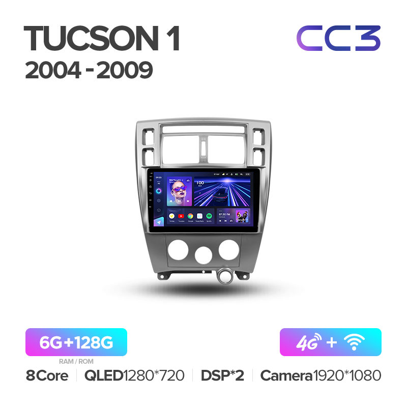 Штатная магнитола для Hyundai Tucson (2004-2009) Teyes CC3 (6/128) (Android 10) (8 ЯДЕР, DSP, 4G)