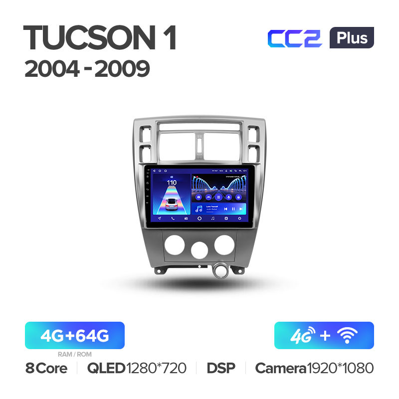 Штатная магнитола для Hyundai Tucson (2004-2009) Teyes CC2+ PLUS (4/64) (Android 10) (8 ЯДЕР, DSP, 4G)