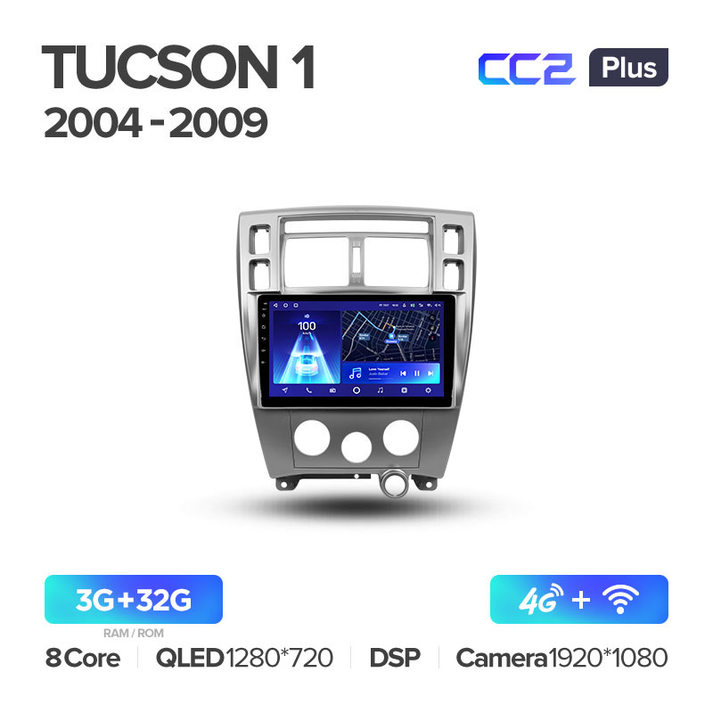 Штатная магнитола для Hyundai Tucson (2004-2009) Teyes CC2+ PLUS (3/32) (Android 10) (8 ЯДЕР, DSP, 4G)
