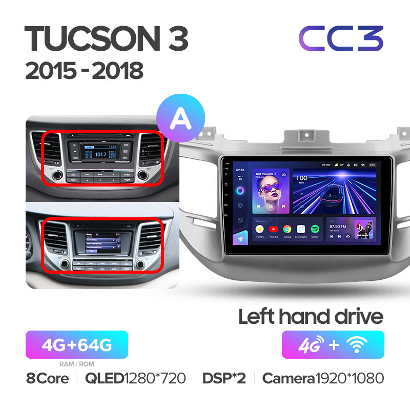 Штатная магнитола для Hyundai Tucson (2016-2018) Teyes CC3 (4/64) (Android 10) (8 ЯДЕР, DSP, 4G)