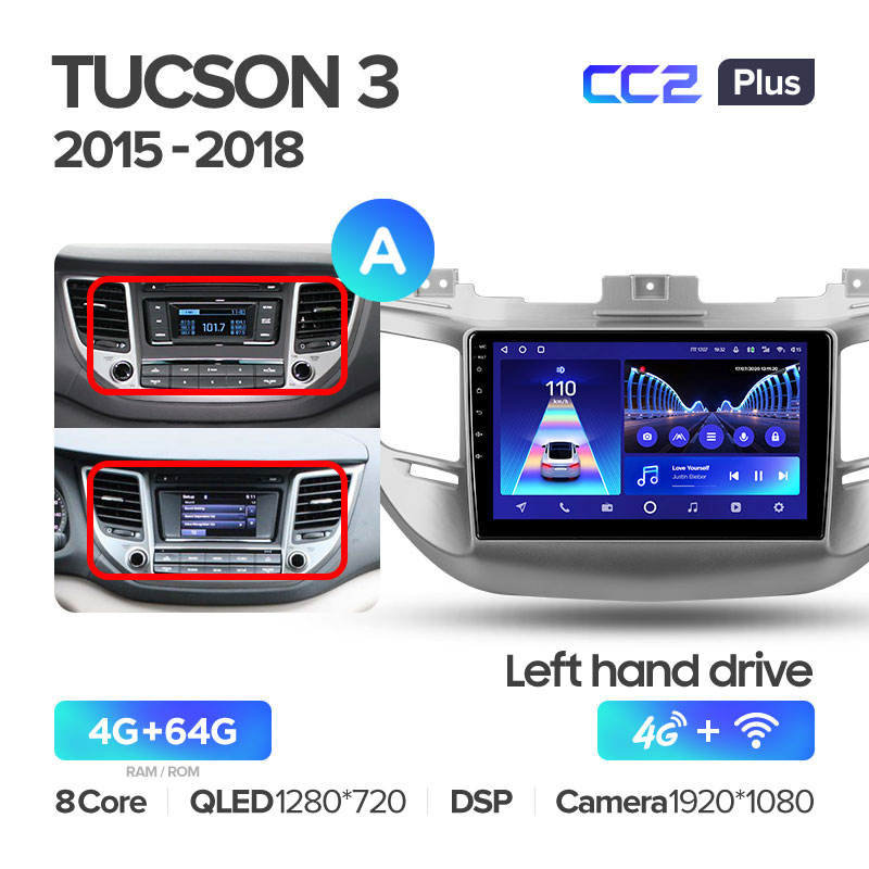 Штатная магнитола для Hyundai Tucson (2016-2018) Teyes CC2+ PLUS (4/64) (Android 10) (8 ЯДЕР, DSP, 4G)