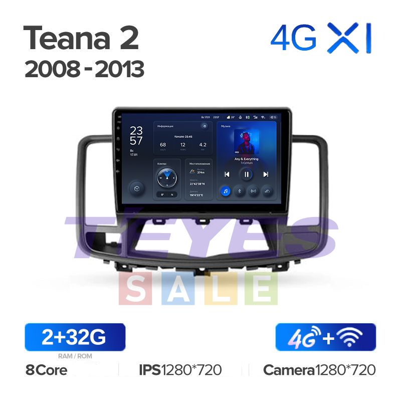 Штатная магнитола Teyes серии X1 для Nissan Teana 2 2008-2013 (Android 10)