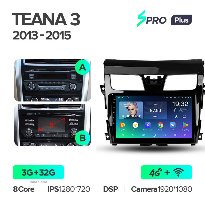 Штатная магнитола для Nissan Teana (2014+) Teyes SPRO+ PLUS (3/32) (Android 10) (8 ЯДЕР, DSP, 4G)