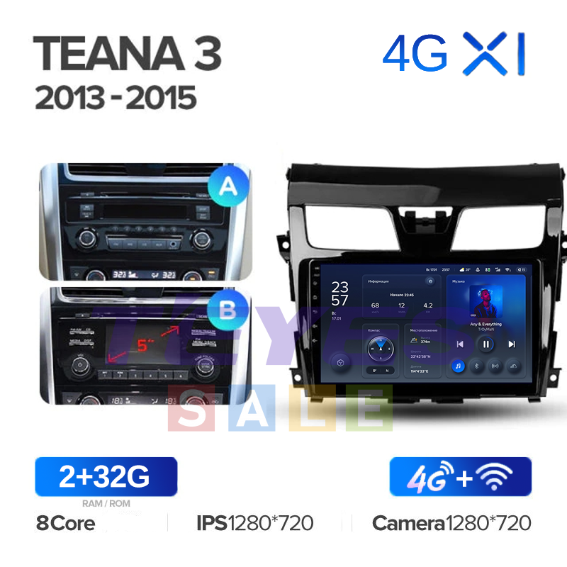 Штатная магнитола Teyes серии X1 для Nissan Teana j33 2013-2015 (Android 10)