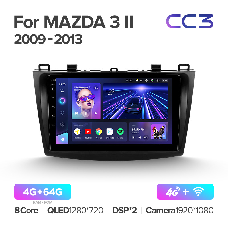 Штатная магнитола для Mazda 3 (2009-2014) Teyes CC3 (4/64) (Android 10) (8 ЯДЕР, DSP, 4G)