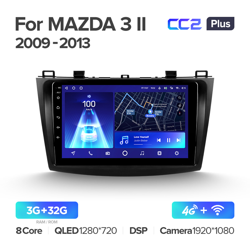 Штатная магнитола для Mazda 3 2 2009-2013 Teyes СС2+(3/32) (Android 10)  (8 ЯДЕР, DSP, 4G)