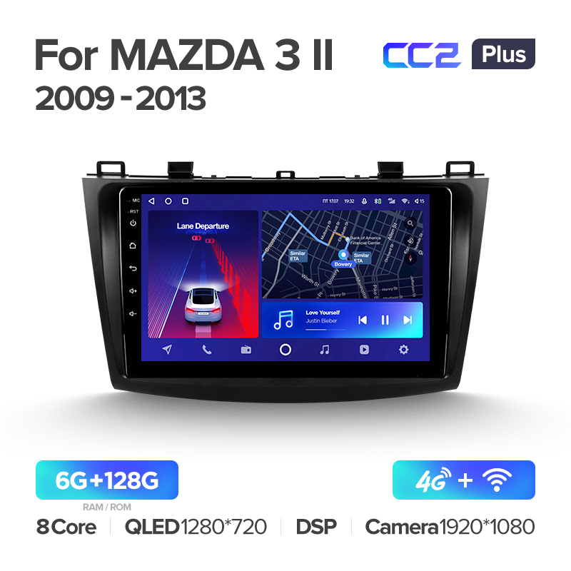 Штатная магнитола для Mazda 3 2 2009-2013 Teyes СС2+(6/128) (Android 10)  (8 ЯДЕР, DSP, 4G)