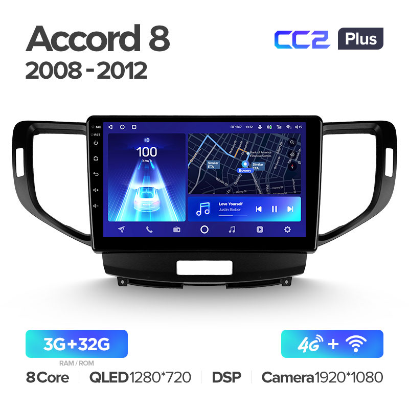 Штатная магнитола для Honda Accord 8 (2008-2012) Teyes CC2+ PLUS (3/32) (Android 10) (8 ЯДЕР, DSP, 4G)