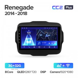 Штатная магнитола для Jeep Renegade 2014-2018 Teyes СС2+(3/32) (Android 10)  (8 ЯДЕР, DSP, 4G)
