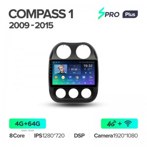 Штатная магнитола для Compass 1 MK 2009-2015 Teyes SPRO+(4/64) (Android 10)  (8 ЯДЕР, DSP, 4G)