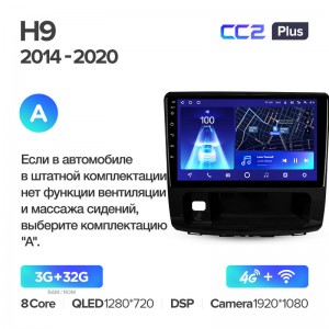 Штатная магнитола для GREAT WALL Haval H9 2014-2020 Teyes СС2+(3/32) (Android 10)  (8 ЯДЕР, DSP, 4G)