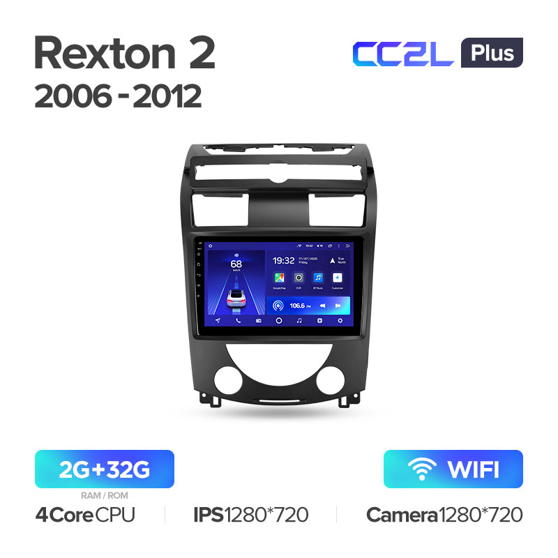 Штатная магнитола Teyes CC2L+ PLUS 2/32 для SsangYong Rexton 2 (2006-2012) (10") (Android 8)