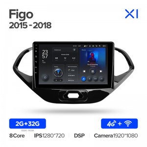 Штатная магнитола Teyes X1 для Ford Figo (2015-2018) (9") (And.10,8 ядер,4G)