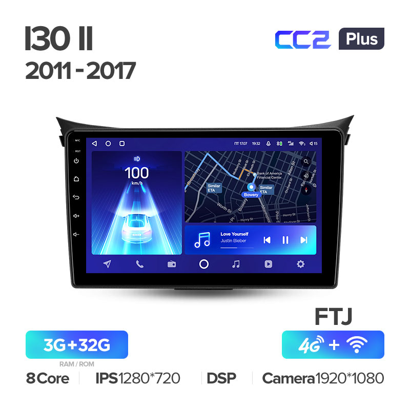 Штатная магнитола Teyes CC2+ PLUS 3/32 для Hyundai i30 II GD (2011-2017) (9") (And.10,DSP,IPS)