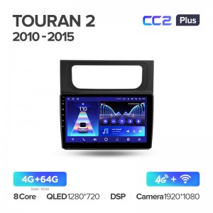 Штатная магнитола Teyes CC2+ PLUS 4/64 для Volkswagen Touran 2 (2010-2015) (10") (And.10,DSP,IPS)