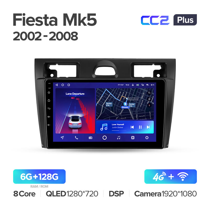 Штатная магнитола CC2+ PLUS 6/128 для Ford Fiesta 5 (2002-2008) (9") (And.10,DSP,IPS)