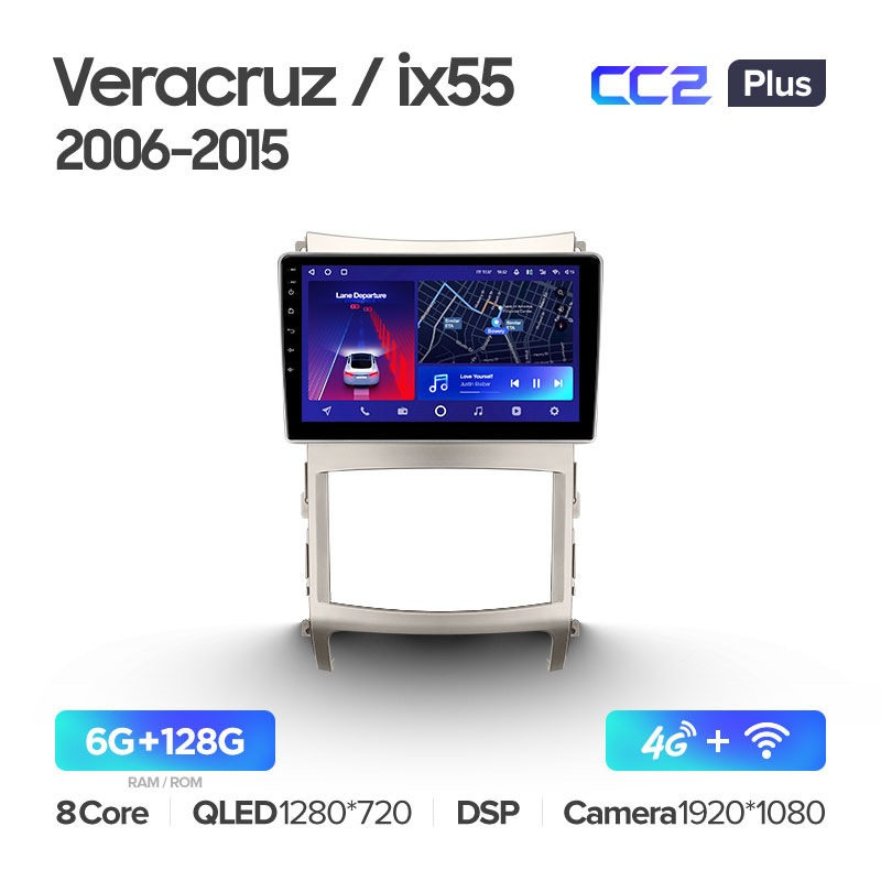 Штатная магнитола CC2+ PLUS 6/128 для Hyundai Veracruz ix55 (2006-2015) (9") (And.10,DSP,IPS)