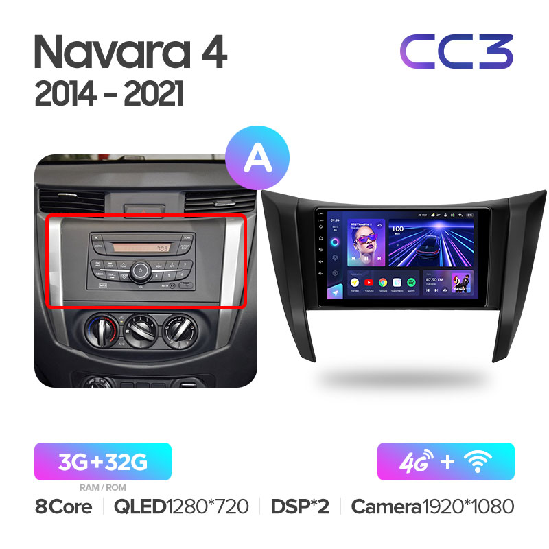 Штатная магнитола Teyes CC3 3/32 для Nissan Navara 4 IV D23 (2014-2021) (9") (And.10,DSP,IPS)
